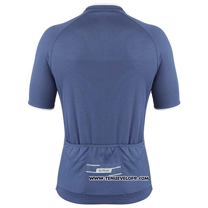 2020 Maillot Cyclisme De Marchi Bleu Manches Courtes et Cuissard